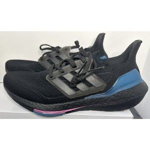 New Mens Adidas Ultraboost 21 Black Pink Light Blue Running Shoes FZ1921 Sz 8